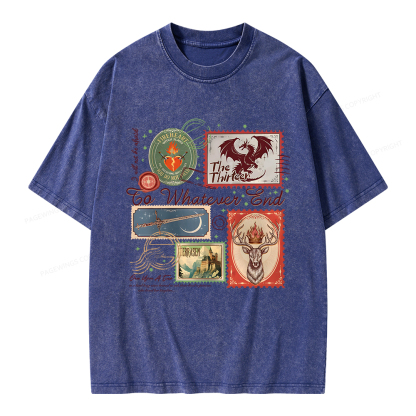 Pagewings Book Lover Stamps Unisex Washed T-shirt