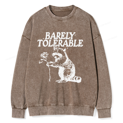Pagewings Raccoon Barely Tolerable Unisex Washed Sweatshirt