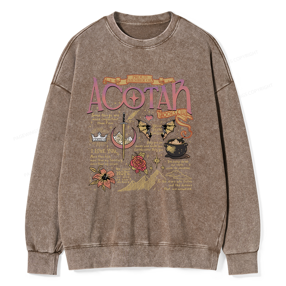 Pagewings Fantasy Book Unisex Washed Sweatshirt