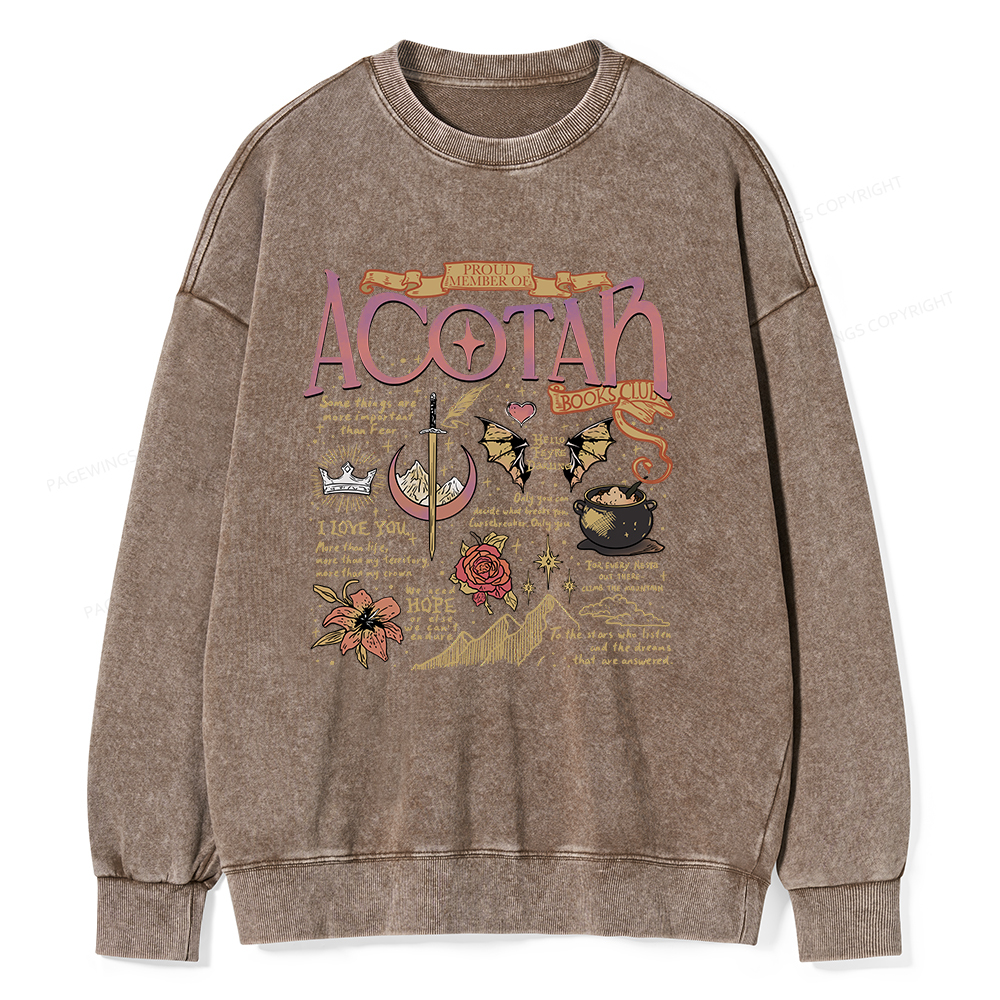 Pagewings Fantasy Book Unisex Washed Sweatshirt