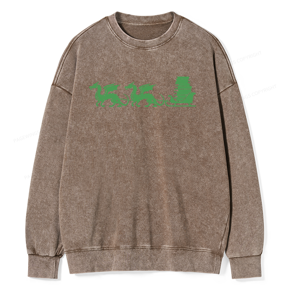 Pagewings Dragon Christmas Unisex Washed Sweatshirt