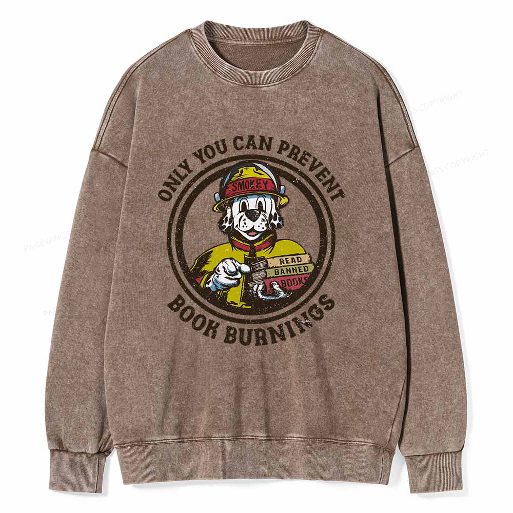 Pagewings Prevent Book Burnings Unisex Washed Sweatshirt