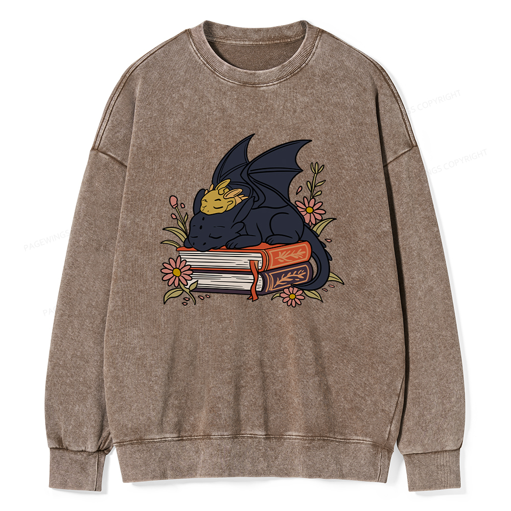 Pagewings Dragon Book Unisex Washed Sweatshirt