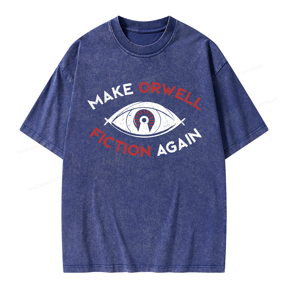 Pagewings Make Orwell Fiction Again Unisex Washed T-shirt