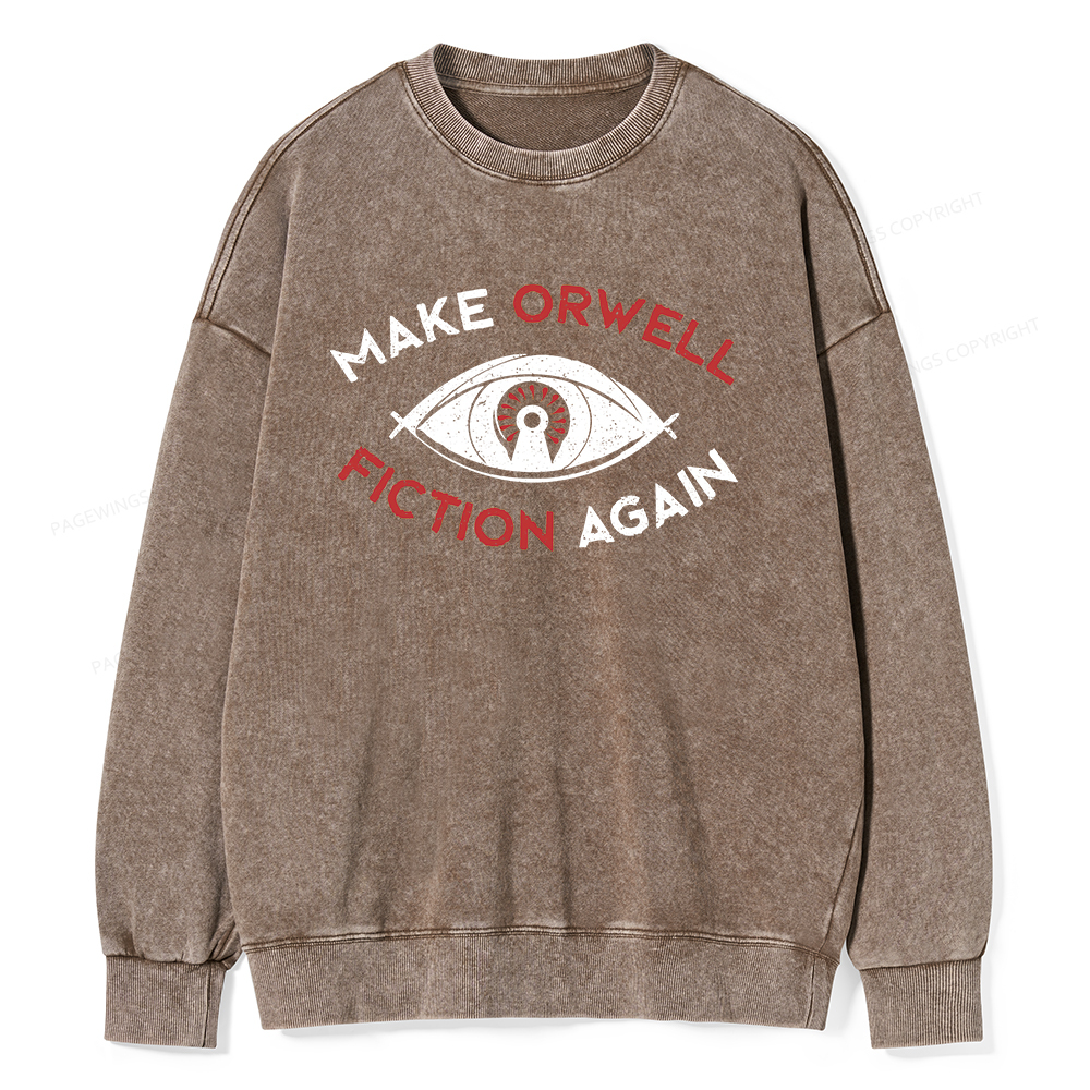 Pagewings Make Orwell Fiction Again Unisex Washed Sweatshirt