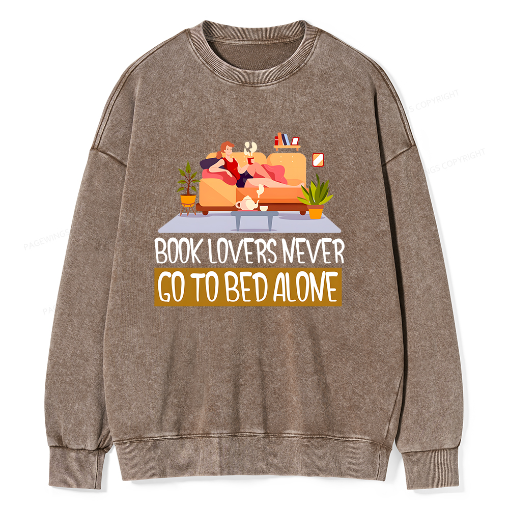 Pagewings Book Lovers Never Go To Bed Unisex Washed Sweatshirt