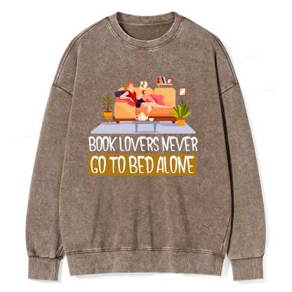 Pagewings Book Lovers Never Go To Bed Unisex Washed Sweatshirt