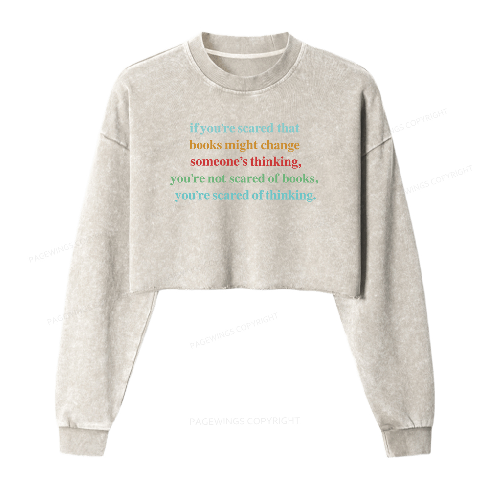 Pagewings Censorship Social Justice Women Washed Crop Sweatshirt