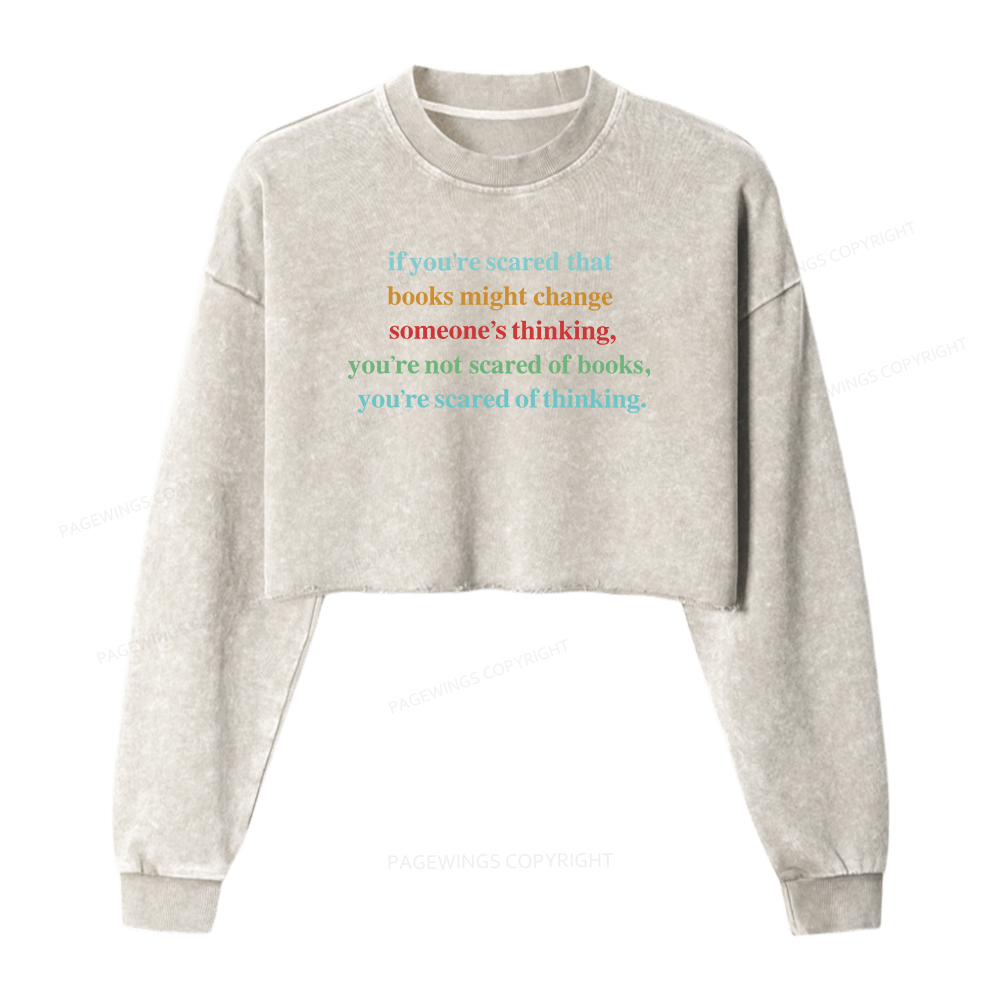 Pagewings Censorship Social Justice Women Washed Crop Sweatshirt