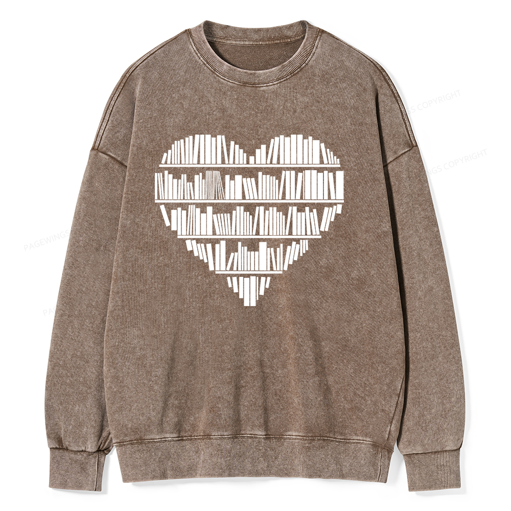 Pagewings Book Lover Valentine's Day Unisex Washed Sweatshirt