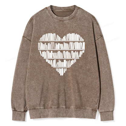 Pagewings Book Lover Valentine's Day Unisex Washed Sweatshirt