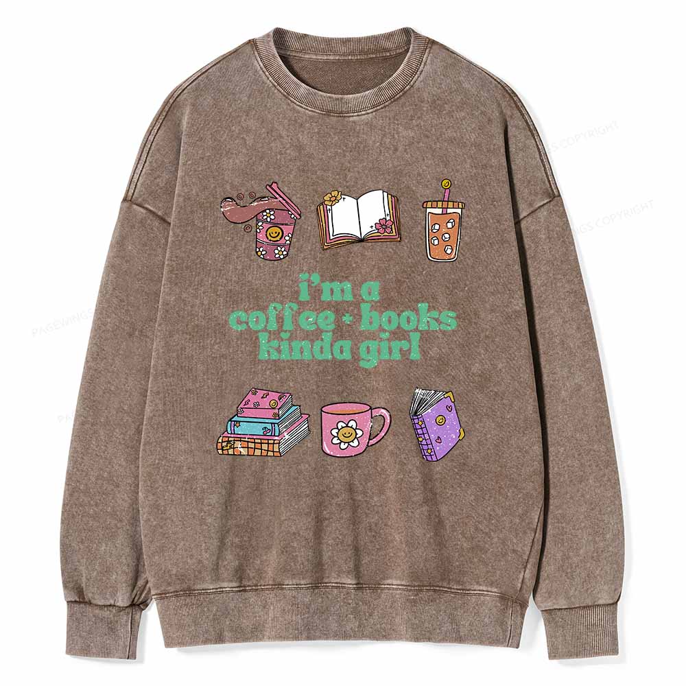 Pagewings I 'm A Coffee Books Kinda Girl Unisex Washed Sweatshirt