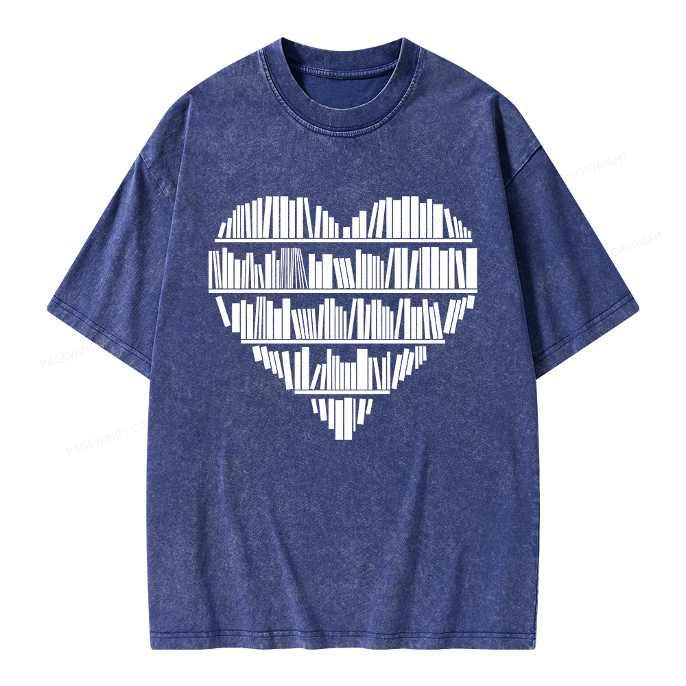 Pagewings Book Lover Valentine's Day Unisex Washed T-shirt