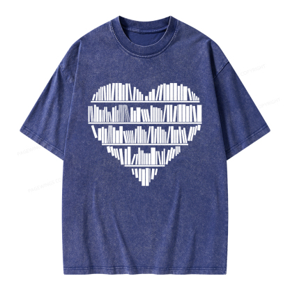 Pagewings Book Lover Valentine's Day Unisex Washed T-shirt