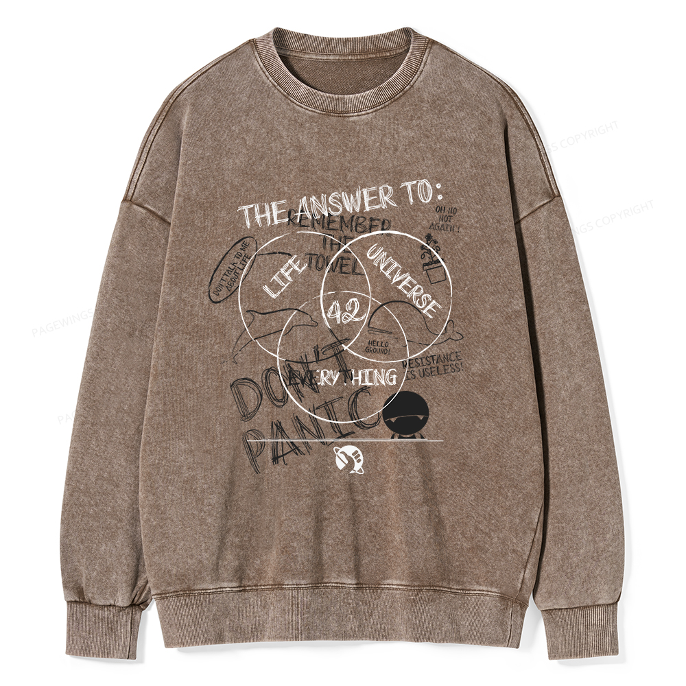 Pagewings The Answer Is 42 Unisex Washed Sweatshirt