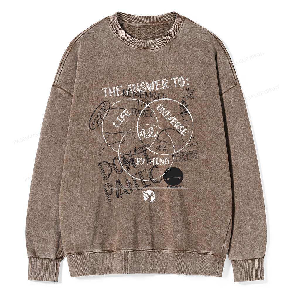 Pagewings The Answer Is 42 Unisex Washed Sweatshirt