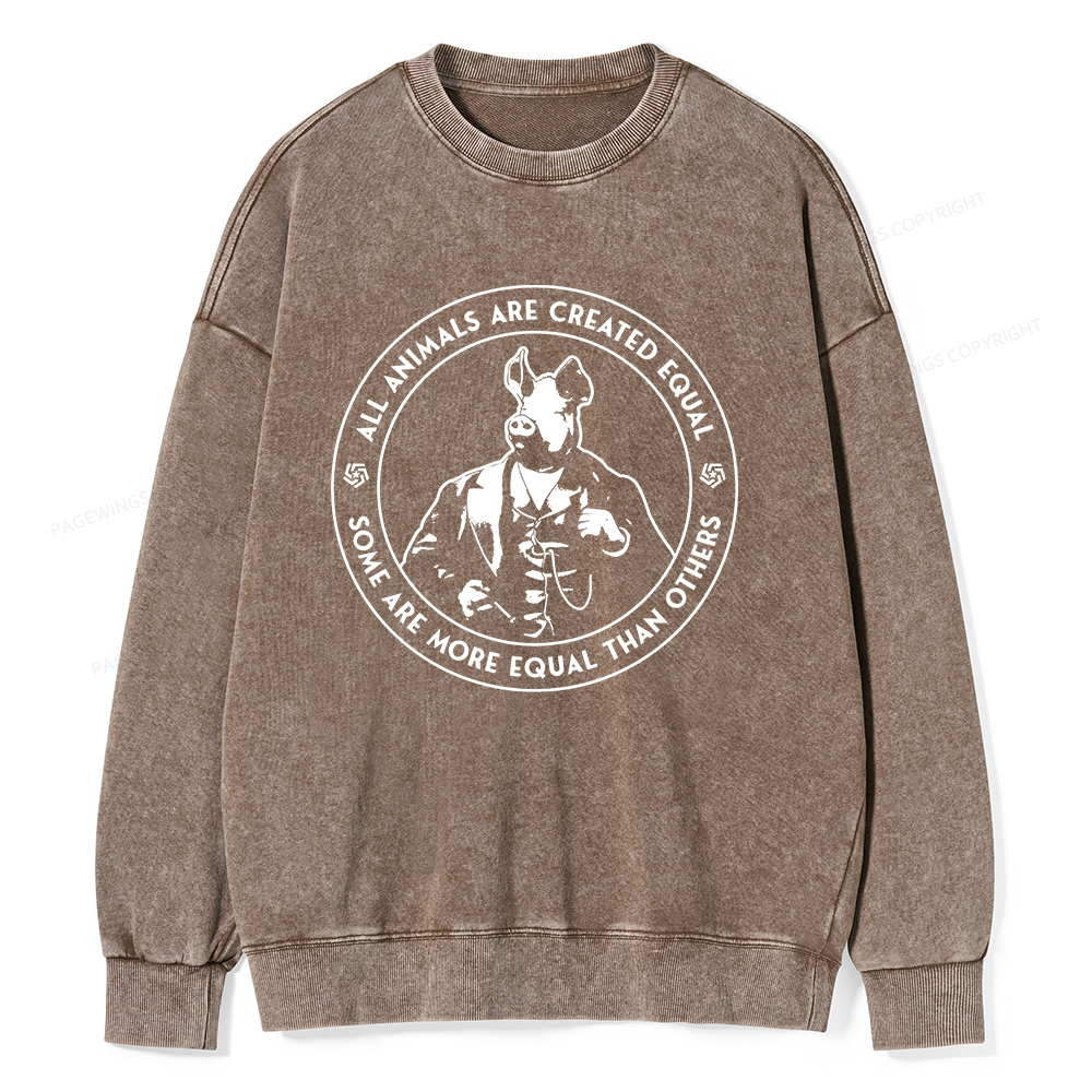 Pagewings Some Are More Equal Unisex Washed Sweatshirt