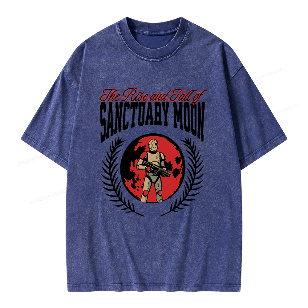 Pagewings The Rise and Fall of Sanctuary Moon Unisex Washed T-shirt