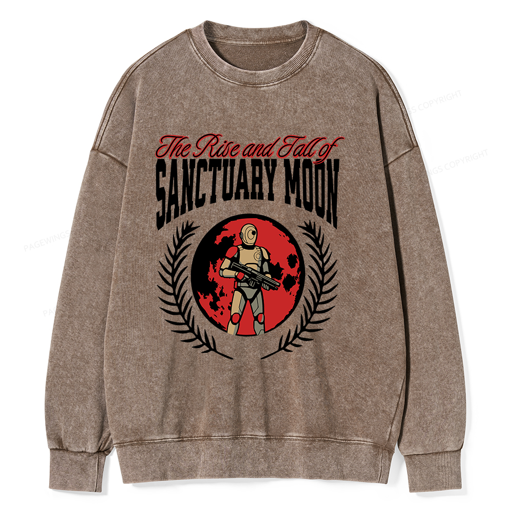 Pagewings The Rise and Fall of Sanctuary Moon Unisex Washed Sweatshirt
