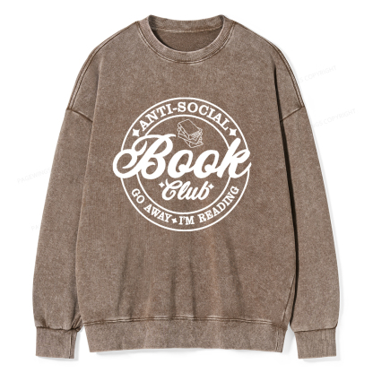 Pagewings Go Away I'm Reading Embroidery Unisex Washed Sweatshirt