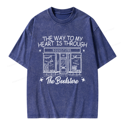 Pagewings The Way To My Heart Is Through The Bookstore Unisex Washed T-shirt