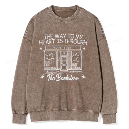 Pagewings The Way To My Heart Is Through The Bookstore Unisex Washed Sweatshirt