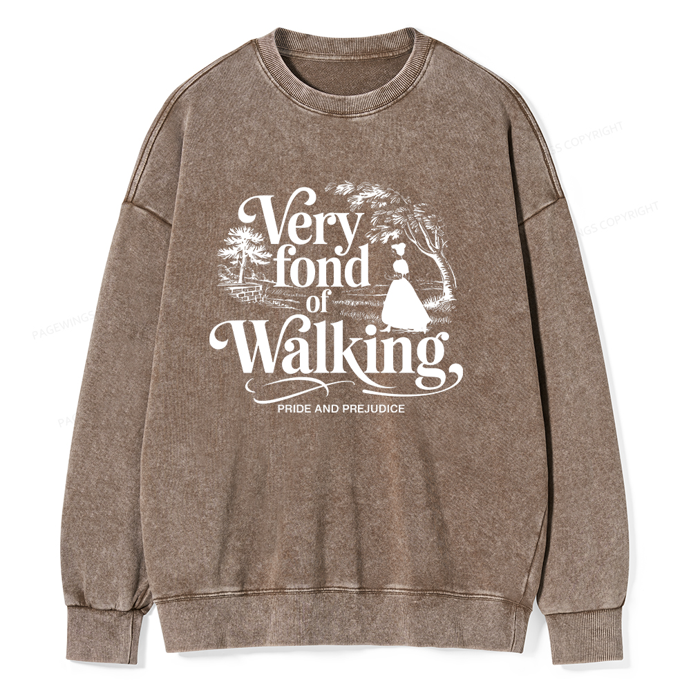 Pagewings Very Fond Of Walking Unisex Washed Sweatshirt