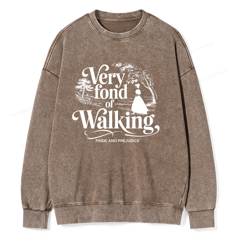 Pagewings Very Fond Of Walking Unisex Washed Sweatshirt