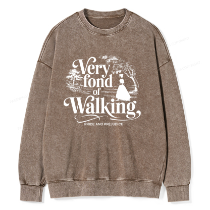 Pagewings Very Fond Of Walking Unisex Washed Sweatshirt