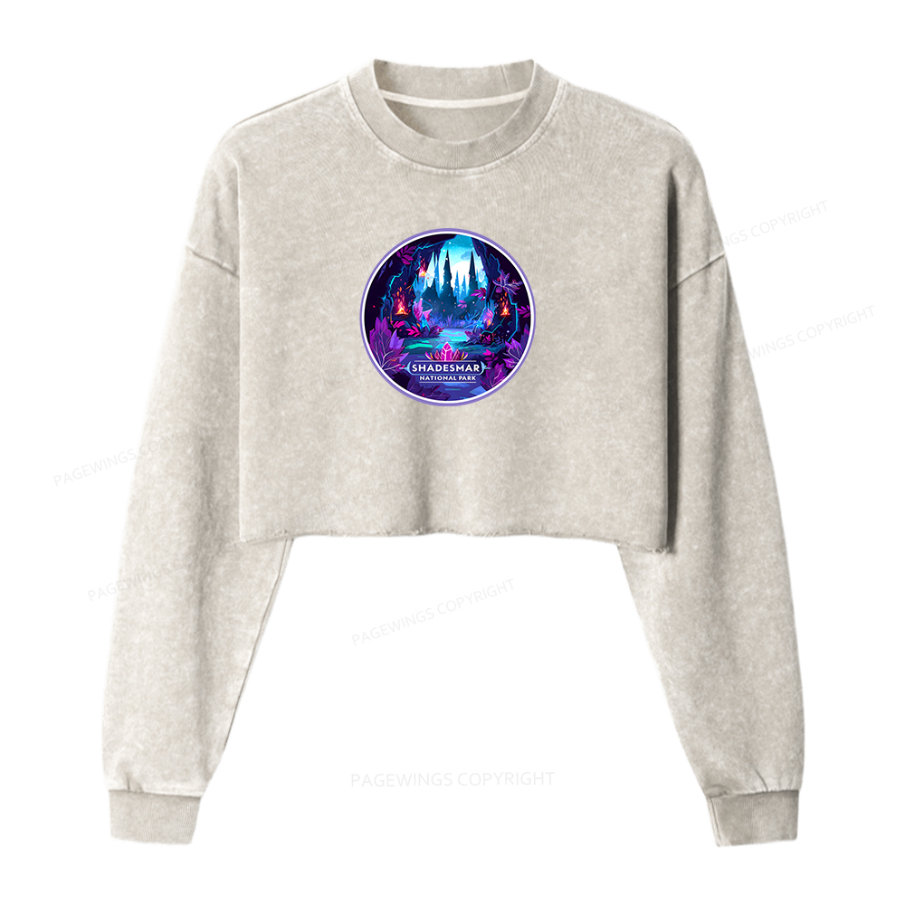 Pagewings Shadesmar National Park Women Washed Crop Sweatshirt