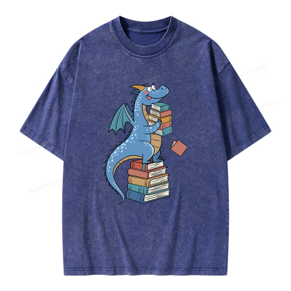 Pagewings Book Dinosaurs Unisex Washed T-shirt