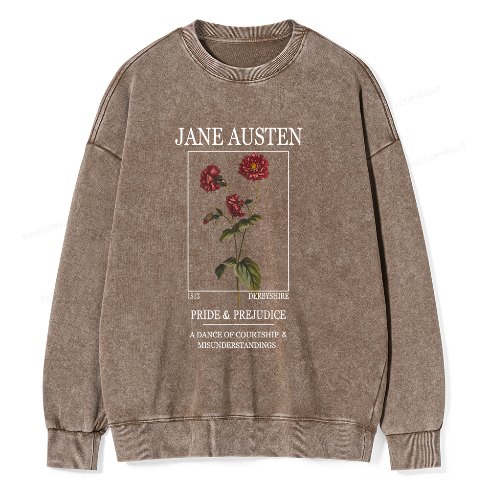 Pagewings Literary Floral Unisex Washed Sweatshirt