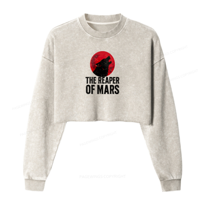 Pagewings The Reaper of Mars Women Washed Crop Sweatshirt
