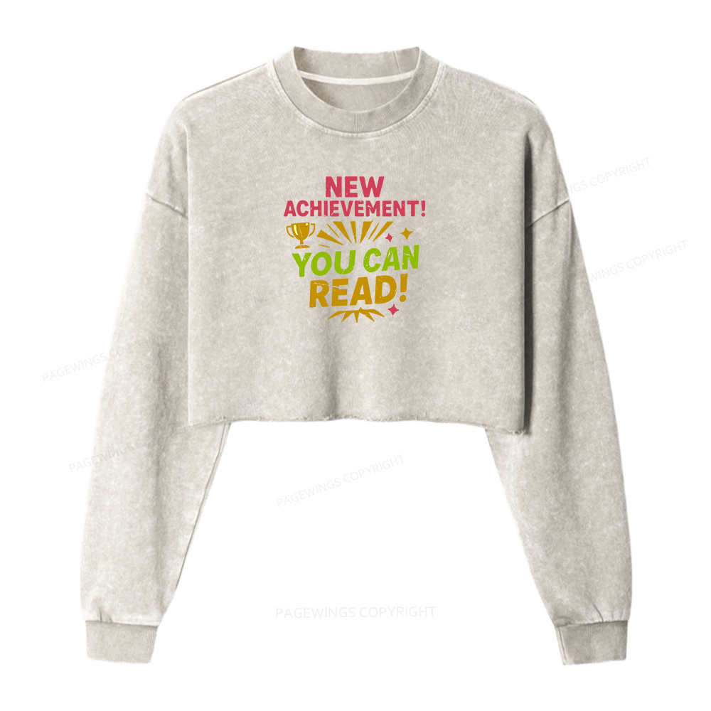 Pagewings New Achievement Women Washed Crop Sweatshirt