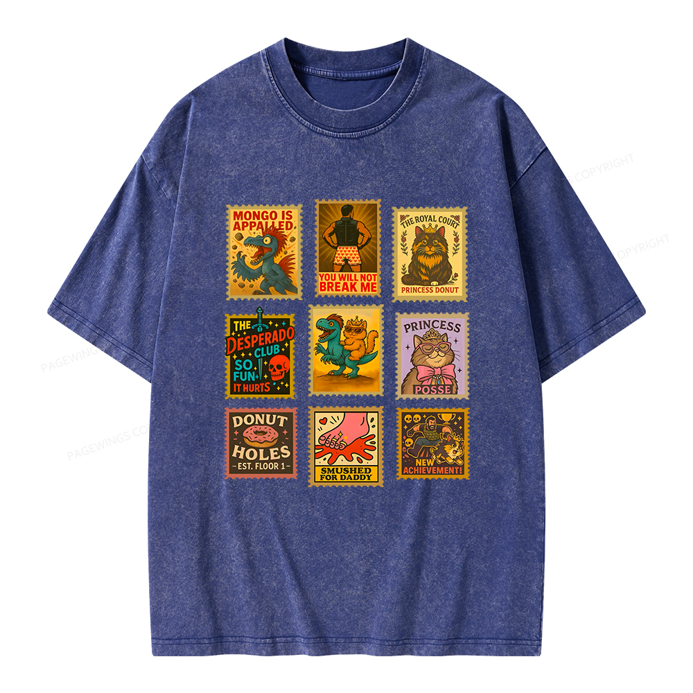 Pagewings Vintage Stamp Unisex Washed T-shirt