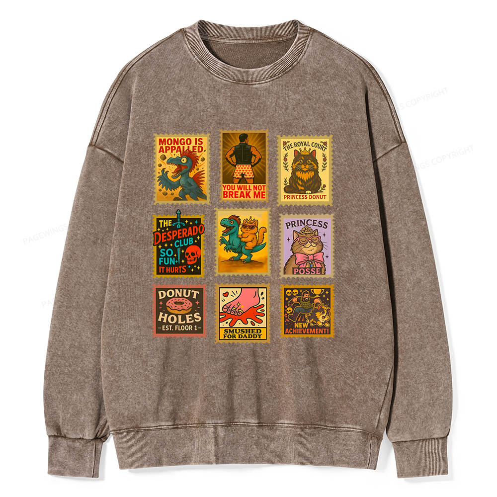 Pagewings Vintage Stamp Unisex Washed Sweatshirt