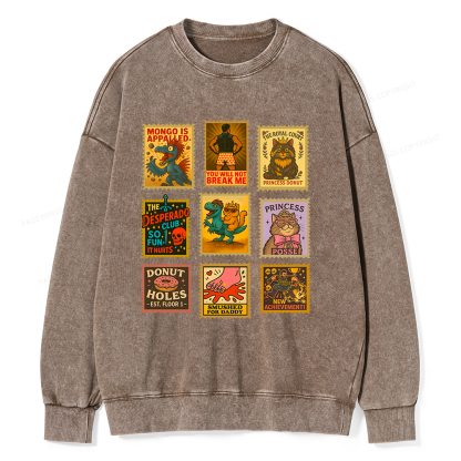 Pagewings Vintage Stamp Unisex Washed Sweatshirt