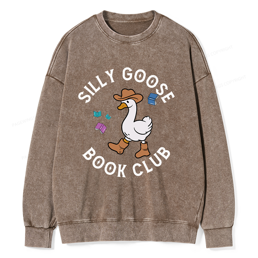 Pagewings Silly Goose Book Club Unisex Washed Sweatshirt
