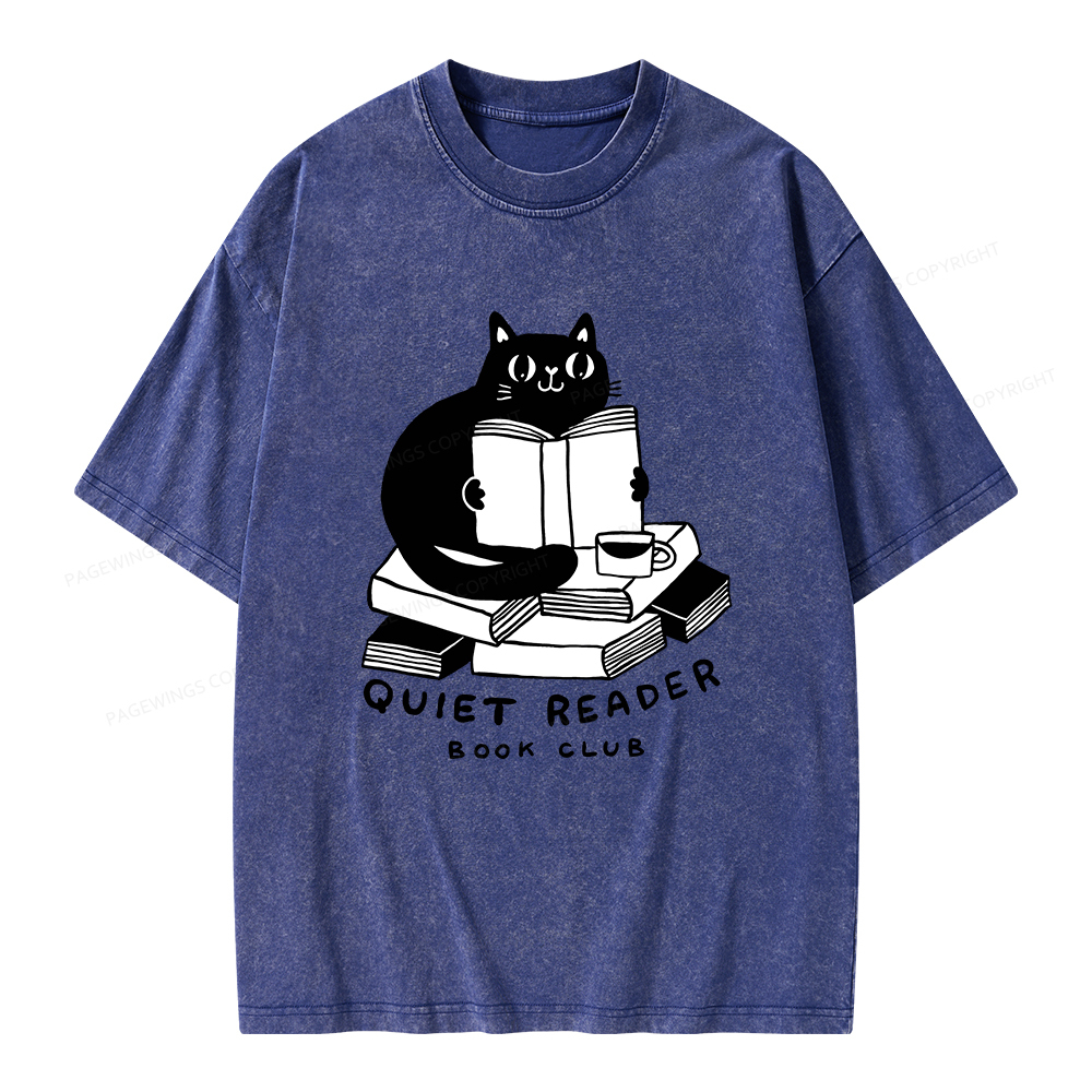 Pagewings Quiet Reader Book Club  Unisex Washed T-shirt