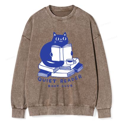 Pagewings Quiet Reader Book Club  Unisex Washed Sweatshirt