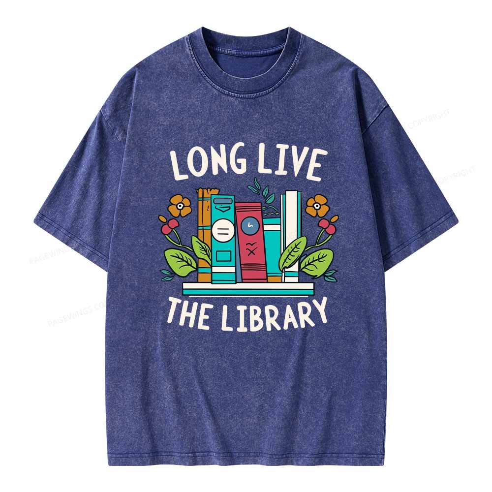Pagewings Long Live The Library Unisex Washed T-shirt