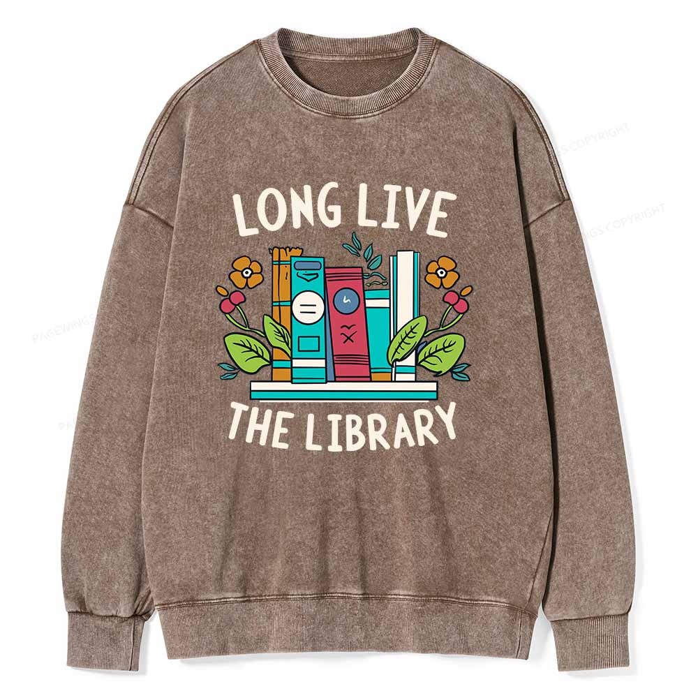 Pagewings Long Live The Library Unisex Washed Sweatshirt
