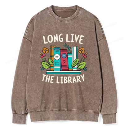 Pagewings Long Live The Library Unisex Washed Sweatshirt