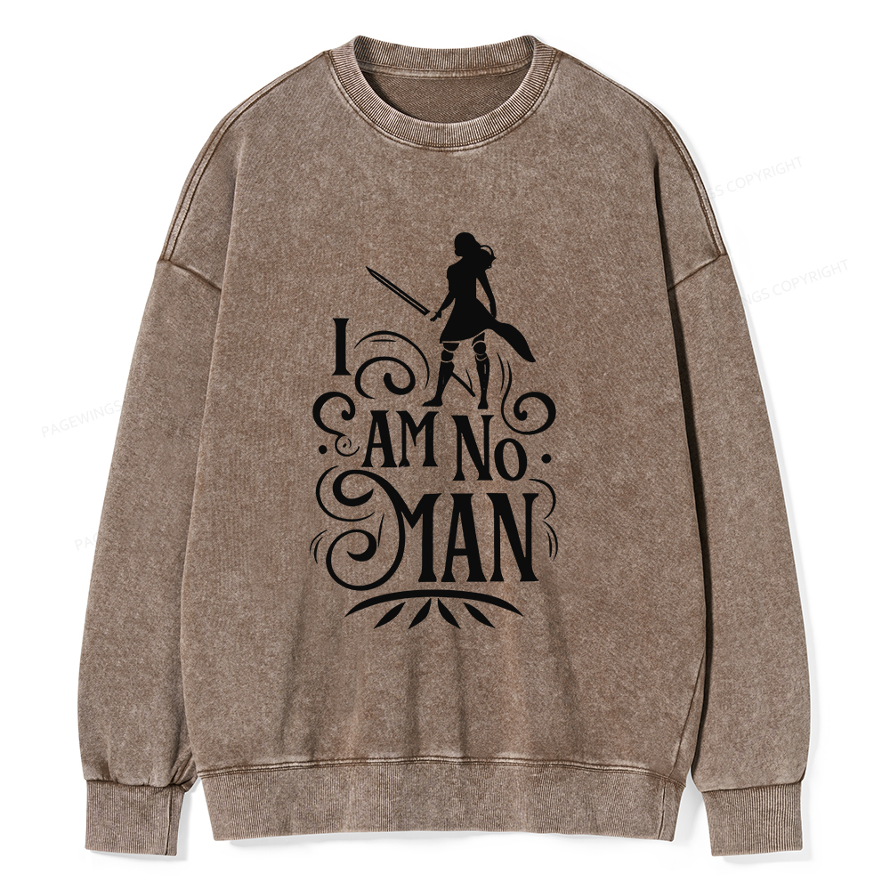 Pagewings I Am No Man Unisex Washed Sweatshirt