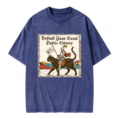 Pagewings Defend Your Local Public Library Unisex Washed T-shirt