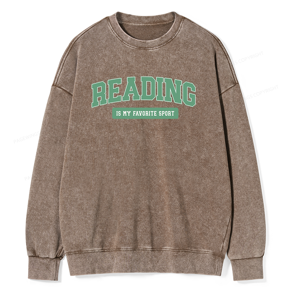 Pagewings Reading Is My Favorite Sport Unisex Washed Sweatshirt