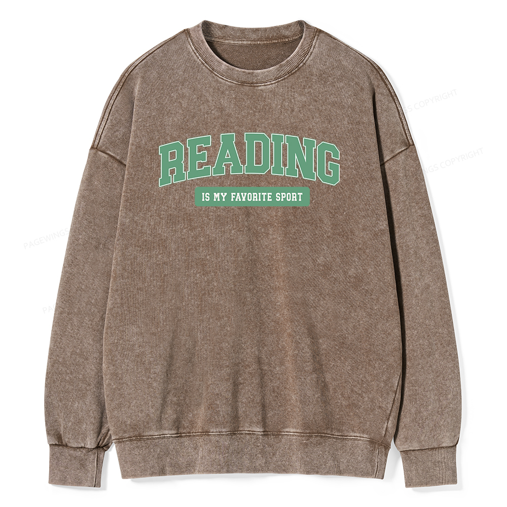 Pagewings Reading Is My Favorite Sport Unisex Washed Sweatshirt