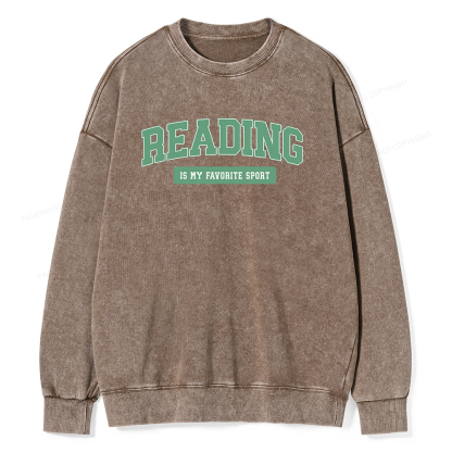 Pagewings Reading Is My Favorite Sport Unisex Washed Sweatshirt