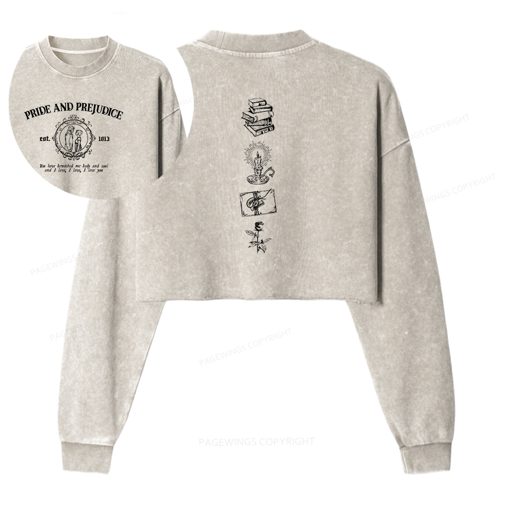 Pagewings You Have Bewitched Me Body And Soul Women Washed Crop Sweatshirt