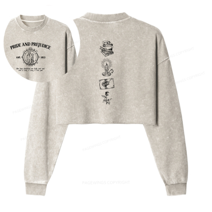 Pagewings You Have Bewitched Me Body And Soul Women Washed Crop Sweatshirt